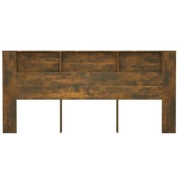 Berkfield Home Headboard Cabinet Smoked Oak 220x18.5x104.5 cm in Brown - thumbnail 4