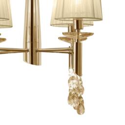 Netlighting Tiffany Pendant 4+4 Light E14+G9 French Gold Cream Shades & Crystal - thumbnail 5