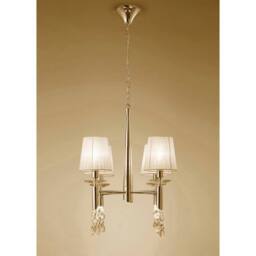 Netlighting Tiffany Pendant 4+4 Light E14+G9 French Gold Cream Shades & Crystal - thumbnail 2