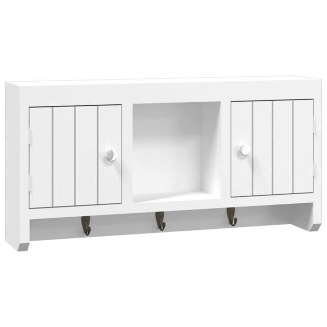 Berkfield Home Key Cabinet White 40x8.5x20 cm Engineered Wood&Steel - image 1
