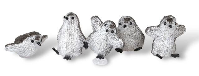 Netagon Christmas Festive Set of 5 Acrylic Outdoor & Indoor Battery Operated Penguins With Timer in White - image 1