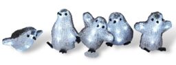 Netagon Christmas Festive Set of 5 Acrylic Outdoor & Indoor Battery Operated Penguins With Timer in White - thumbnail 6