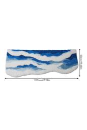 Living and Home Ocean Wave Area Rug with Non-Slip Backing in Blue - Size: 50 cm x 120 cm - thumbnail 6