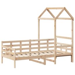 Berkfield Home Day Bed with Roof without Mattress 80x200 cm Solid Wood in Brown - thumbnail 3