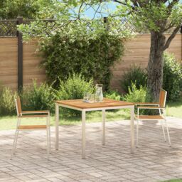 Berkfield Home Stackable Garden Chairs 2 pcs Solid Wood Acacia&Stainless Steel in Silver