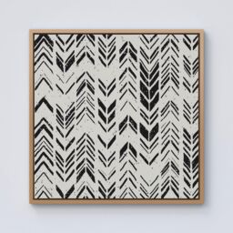 Warren Reed - Designer Hand Drawn Chevron Pattern Framed Canvas in Light Brown - Size: w40 inch x h40 inch - thumbnail 1