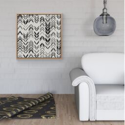 Warren Reed - Designer Hand Drawn Chevron Pattern Framed Canvas in Light Brown - Size: w40 inch x h40 inch - thumbnail 2