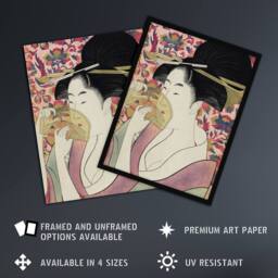 Artery8 Woman With A Comb Portrait Japan Framed Wall Art Print Utamaro Kitagawa in Pink - Size: A4 - thumbnail 2