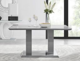FurnitureboxUK Imperia 6 Grey Dining Table & 6 Velvet Milan Black Leg Chairs - thumbnail 2