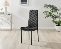 FurnitureboxUK Imperia 6 Grey Dining Table & 6 Velvet Milan Black Leg Chairs - thumbnail 4