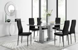 FurnitureboxUK Imperia 6 Grey Dining Table & 6 Velvet Milan Black Leg Chairs - thumbnail 1