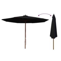 Berkfield Home Outdoor Parasol with Wooden Pole 350 cm Black - thumbnail 1