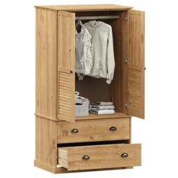 Berkfield Home Wardrobe VIGO 90x55x176 cm Solid Wood Pine in Brown - Size: 90 x 55 x 176 cm - thumbnail 3