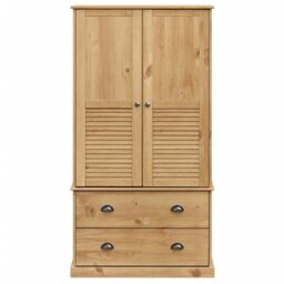 Berkfield Home Wardrobe VIGO 90x55x176 cm Solid Wood Pine in Brown - Size: 90 x 55 x 176 cm - thumbnail 4