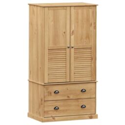 Berkfield Home Wardrobe VIGO 90x55x176 cm Solid Wood Pine in Brown - Size: 90 x 55 x 176 cm - thumbnail 2