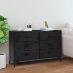Berkfield Home Sideboard Black 110x35x70 cm Solid Pinewood - Size: 110 x 35 x 70 cm