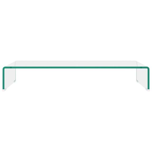 Berkfield Home TV Stand/Monitor Riser Glass Clear 80x30x13 cm - Size: 80 x 30 x 13 cm - image 1