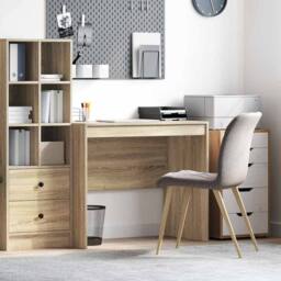 Berkfield Home Writing Desk Sonoma oak Particle board 90 x 50 x 76 cm Simple in Light Brown - thumbnail 2