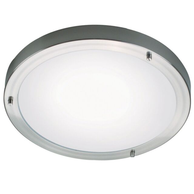 Nordlux Modern Indoor Ceiling Light Silver Glass E27 Bathroom Safe - Mains Powered, IP44-43 - image 1