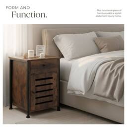 tectake Bedside Table Waterford 40X42X60.5Cm With Shelf, Drawer, & Cupboard in Brown - Size: 40X42X60.5 cm - thumbnail 5