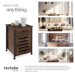 tectake Bedside Table Waterford 40X42X60.5Cm With Shelf, Drawer, & Cupboard in Brown - Size: 40X42X60.5 cm - thumbnail 7