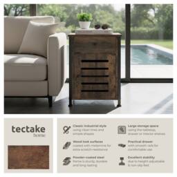 tectake Bedside Table Waterford 40X42X60.5Cm With Shelf, Drawer, & Cupboard in Brown - Size: 40X42X60.5 cm - thumbnail 2