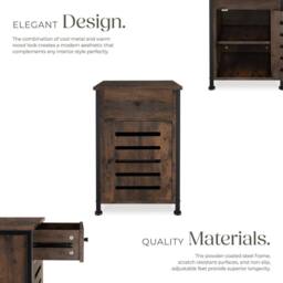 tectake Bedside Table Waterford 40X42X60.5Cm With Shelf, Drawer, & Cupboard in Brown - Size: 40X42X60.5 cm - thumbnail 3