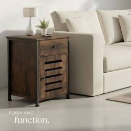 tectake Bedside Table Waterford 40X42X60.5Cm With Shelf, Drawer, & Cupboard in Brown - Size: 40X42X60.5 cm - thumbnail 8