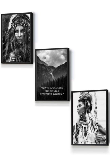 ARTZE Warrior Women Photo Art Quote Framed Wall Art - Small in Black - Size: W33 cm x H45 cm x D20mm - image 1