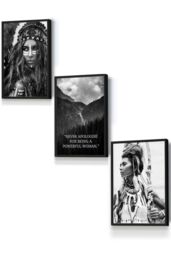 ARTZE Warrior Women Photo Art Quote Framed Wall Art - Small in Black - Size: W33 cm x H45 cm x D20mm - thumbnail 1