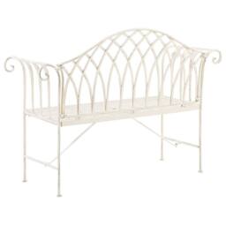 Wyld and Coco Evergreen White Metal 2-Seater Garden Bench 130cm - thumbnail 5