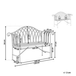 Wyld and Coco Evergreen White Metal 2-Seater Garden Bench 130cm - thumbnail 4