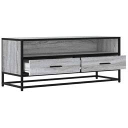 Berkfield Home TV Cabinet Grey Sonoma 100x34.5x40 cm Engineered Wood & Metal - thumbnail 7