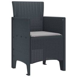 Berkfield Home Modern Garden Chair Set of 2 Anthracite, Light Grey - thumbnail 4