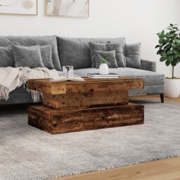 Berkfield Home Coffee Table with LED Lights Old Wood 90x50x40 cm in Brown - Size: 90 x 50 x 40 cm - thumbnail 4
