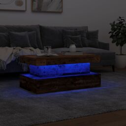 Berkfield Home Coffee Table with LED Lights Old Wood 90x50x40 cm in Brown - Size: 90 x 50 x 40 cm - thumbnail 5