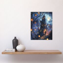 "Artery8 Man By Witch House Dark Forest Fantasy Art Wall Art Print in Blue - Size: W24"" x H32""" - thumbnail 4