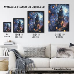 "Artery8 Man By Witch House Dark Forest Fantasy Art Wall Art Print in Blue - Size: W24"" x H32""" - thumbnail 3