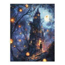 "Artery8 Man By Witch House Dark Forest Fantasy Art Wall Art Print in Blue - Size: W24"" x H32""" - thumbnail 1