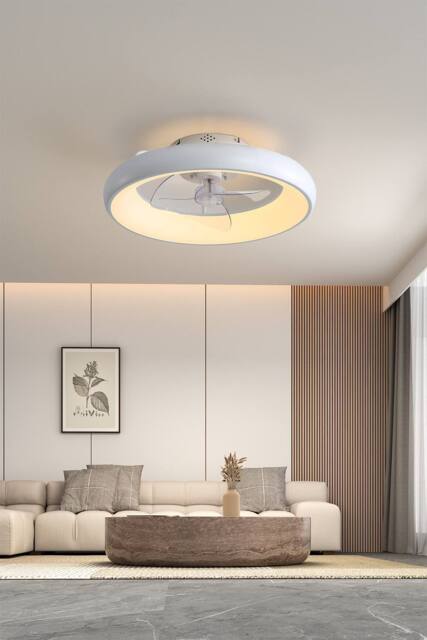 Industrial Style 20‑inch LED Ceiling Fan Lamp in White - image 1