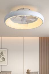 Industrial Style 20‑inch LED Ceiling Fan Lamp in White - thumbnail 2