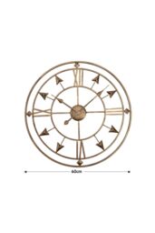 Living and Home Dia 60cm Elegant Gold Metal Roman Numerals Wall Clock - thumbnail 3