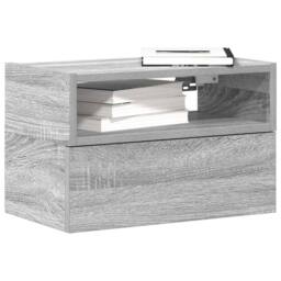 Berkfield Home Wall-mounted Bedside Cabinet Grey Sonoma 45x26x28.5 cm - thumbnail 2