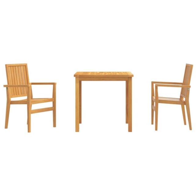 Berkfield Home 3 Piece Garden Dining Set Solid Wood Teak in Brown - image 1