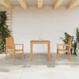 Berkfield Home 3 Piece Garden Dining Set Solid Wood Teak in Brown - thumbnail 2