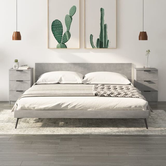 Berkfield Home Bedside Cabinets 2 pcs Concrete Grey 40x36x65 cm - Size: 40 x 36 x 65 cm - image 1