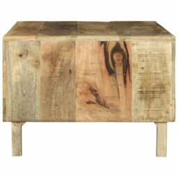 Berkfield Home Decorative Coffee Table 90x50x35 cm Solid Rough Wood Mango in Brown - Size: 90 x 50 x 35 cm - thumbnail 4