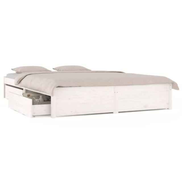 Berkfield Home Bed Frame with Drawers White 120x200 cm - Size: Small Double - image 1