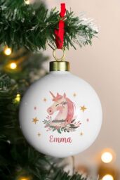 Personalised Memento Company Women's Personalised Unicorn Christmas Bauble in White - thumbnail 3