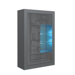 Creative Furniture Arcadia Display Cabinet 140cm - A Compact & Sleek Cabinet with Glass Shelves & LED Lights in Dark Grey - thumbnail 5
